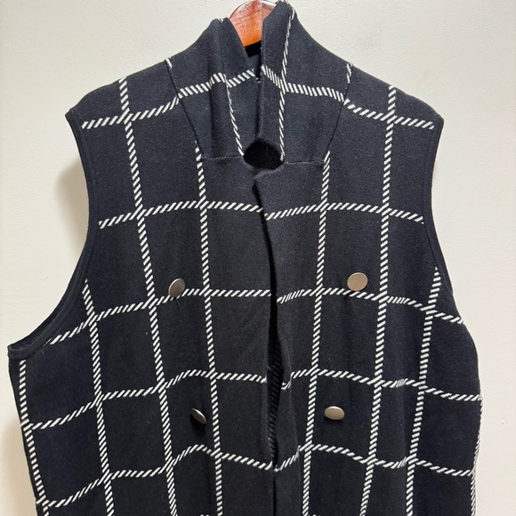 Rachel Zoe Sleeveless Collared Plaid Windowpane Long Blazer Black Vest 3X NWT - Picture 2 of 10